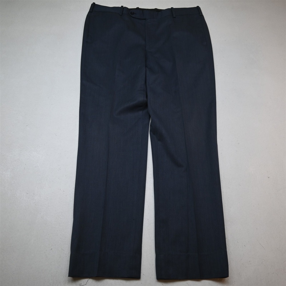 Tom James 38x32 Blue Wool Flat Front Straight Dress Mens Pants